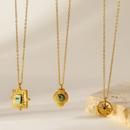 Vintage Turquoise Natural Stone Pendant Necklace - Trendy Radar