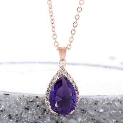 Water Drop Rose Gold Rhinestone Necklaces - Trendy Radar
