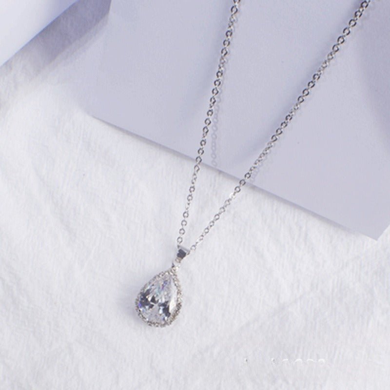 Water Drop Rose Gold Rhinestone Necklaces - Trendy Radar