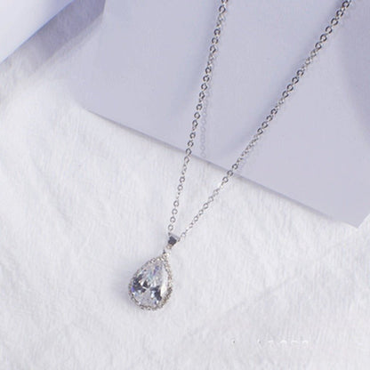 Water Drop Rose Gold Rhinestone Necklaces - Trendy Radar