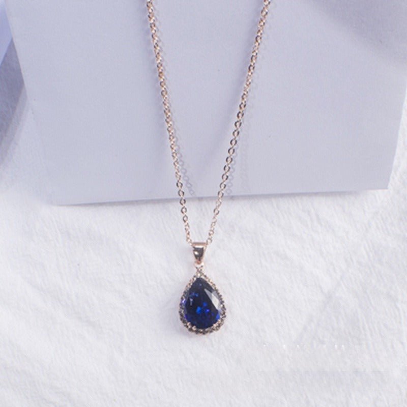 Water Drop Rose Gold Rhinestone Necklaces - Trendy Radar