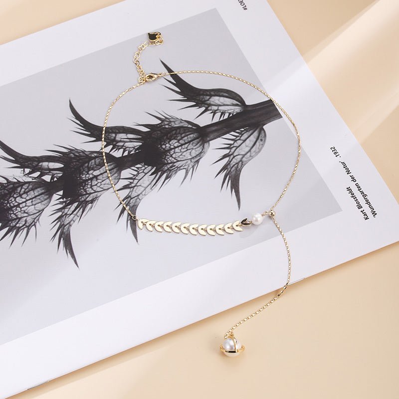 Wheat Ear Stitching Pearl Clavicle Chain - Trendy Radar