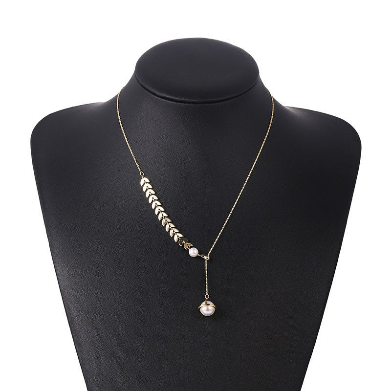 Wheat Ear Stitching Pearl Clavicle Chain - Trendy Radar