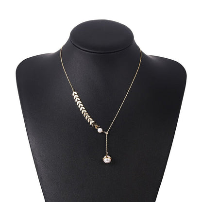 Wheat Ear Stitching Pearl Clavicle Chain - Trendy Radar