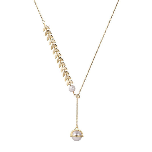 Wheat Ear Stitching Pearl Clavicle Chain - Trendy Radar