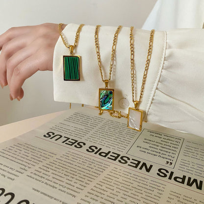 White Shell Inlaid Necklace - Trendy Radar
