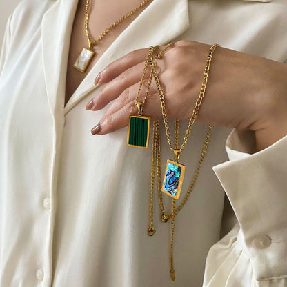 White Shell Inlaid Necklace - Trendy Radar