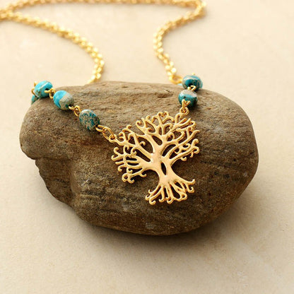 White Turquoise Lucky Tree Necklace - Trendy Radar