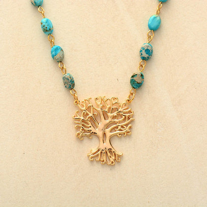 White Turquoise Lucky Tree Necklace - Trendy Radar