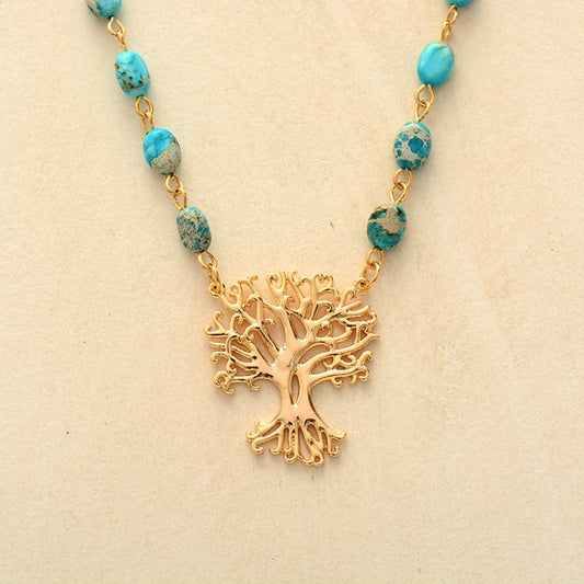 White Turquoise Lucky Tree Necklace - Trendy Radar