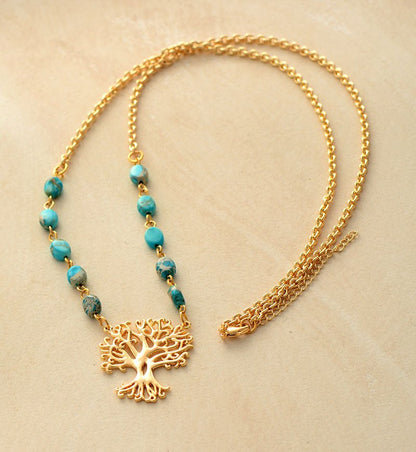 White Turquoise Lucky Tree Necklace - Trendy Radar