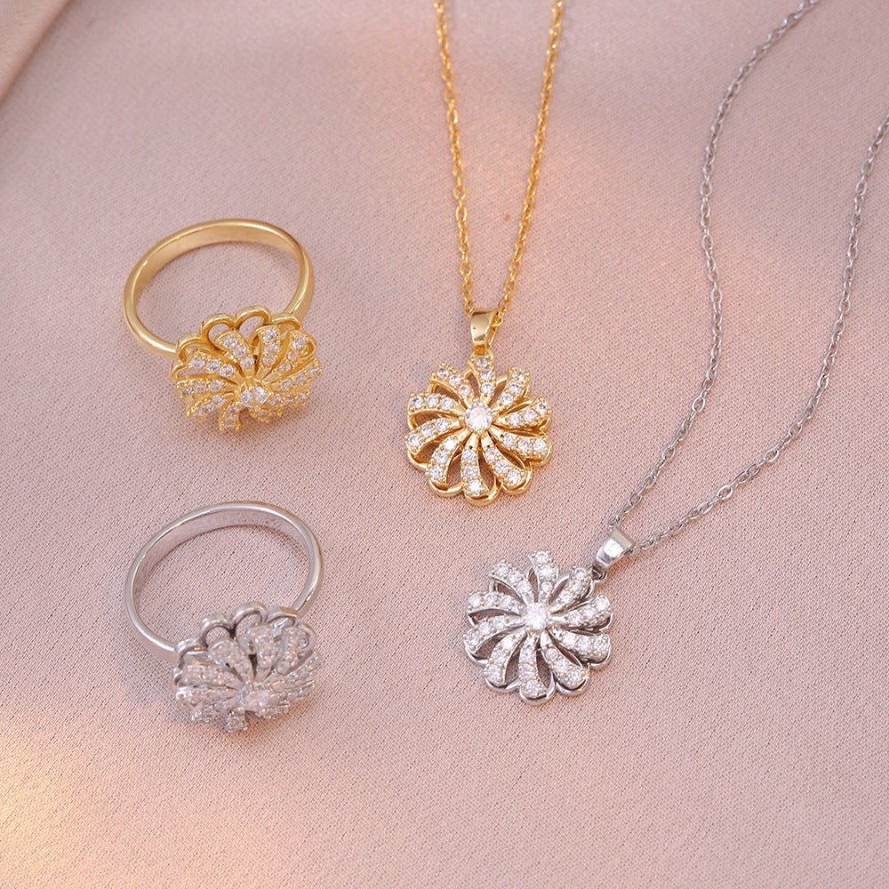 Zircon Flower Necklace or Ring for Women - Trendy Radar