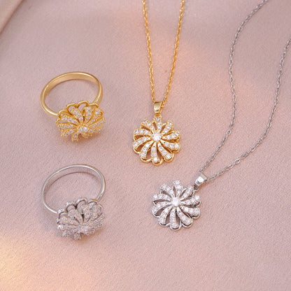 Zircon Flower Necklace or Ring for Women - Trendy Radar