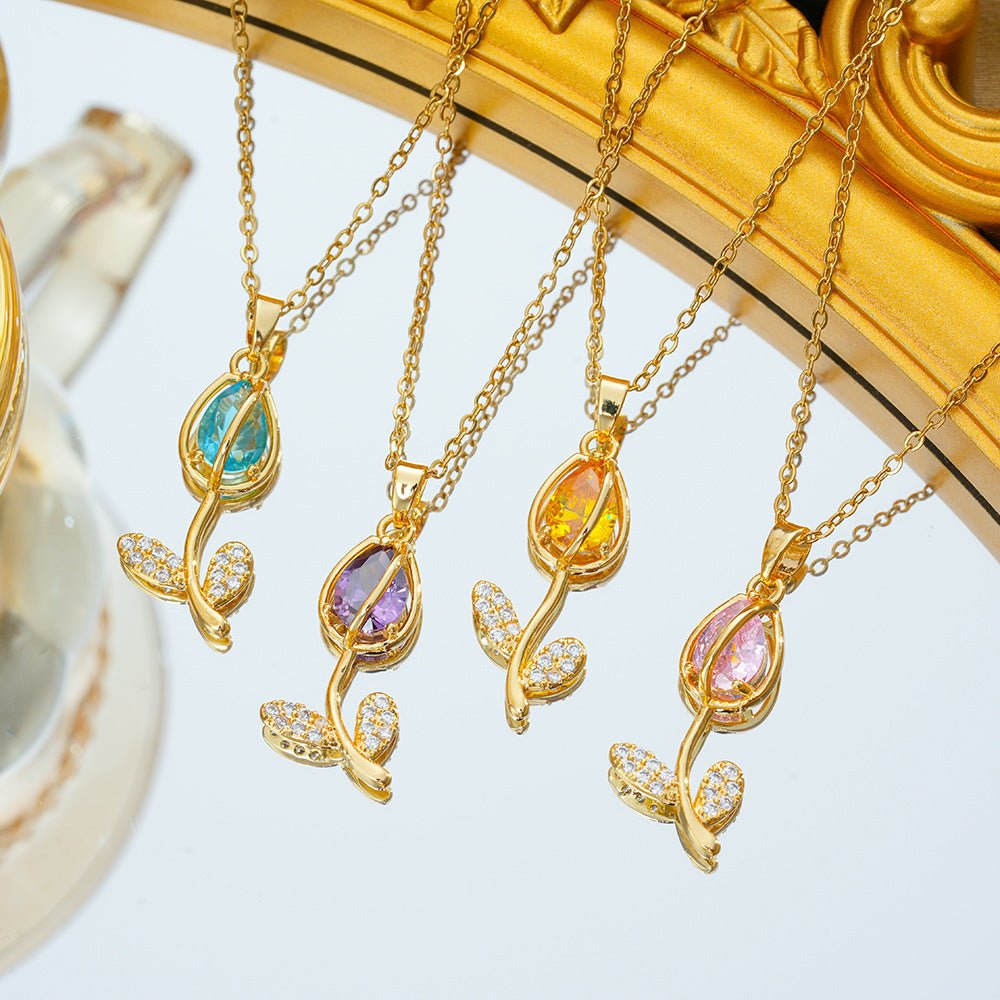 Zircon Tulip Necklace for Women - Trendy Radar